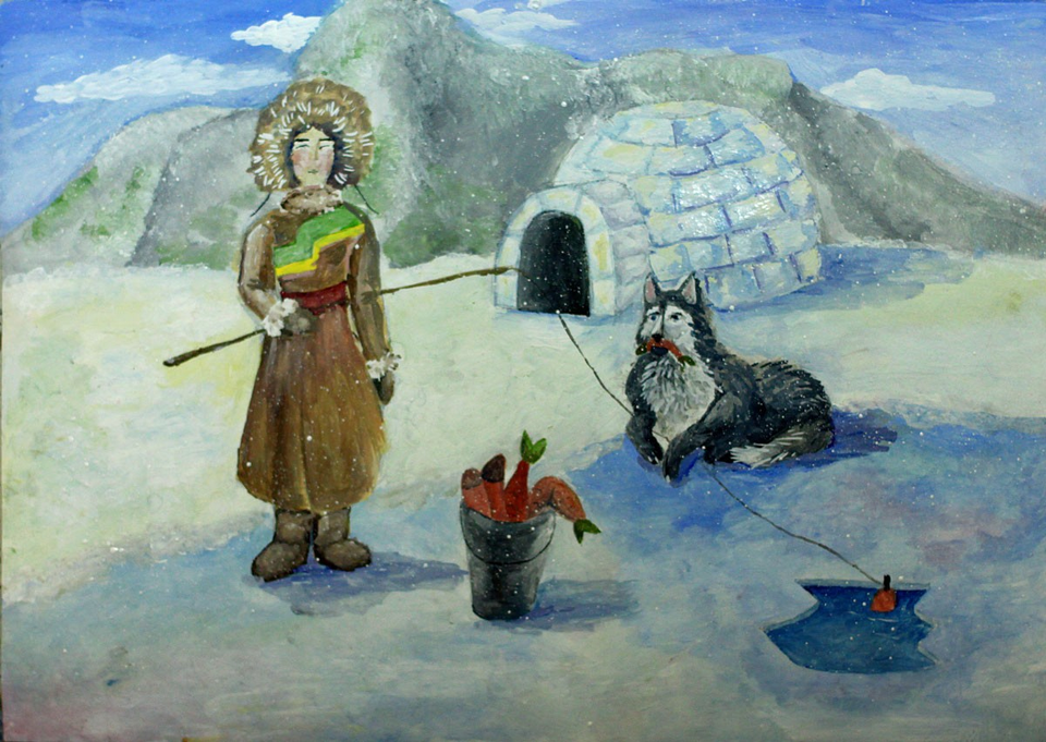 Детский рисунок - Друзья севера