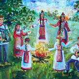 Рисунок "Вечер у костра в чувашской деревне" на конкурс "Конкурс детского рисунка “Как я провел лето - 2020”"
