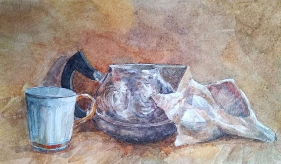 Детский рисунок - Этюд с ракушкой