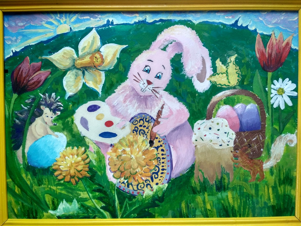 Детский рисунок - Готовимся к Пасхе