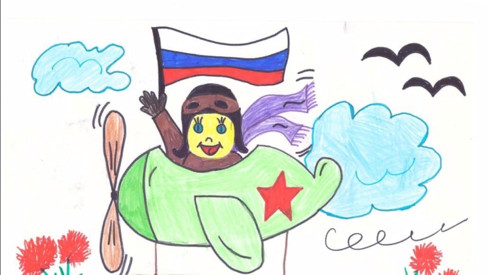 Детский рисунок - Летчик испытатель