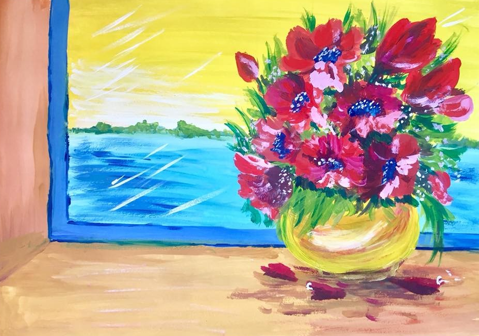 Детский рисунок - Цветы для мамы