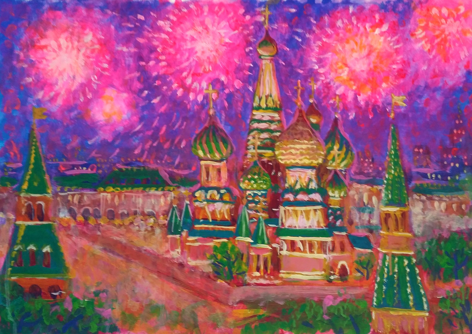 Детский рисунок - Праздничный салют