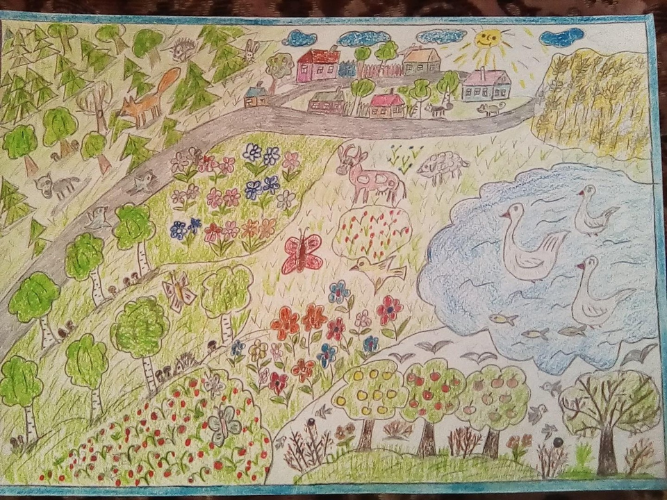 Детский рисунок - Край родной