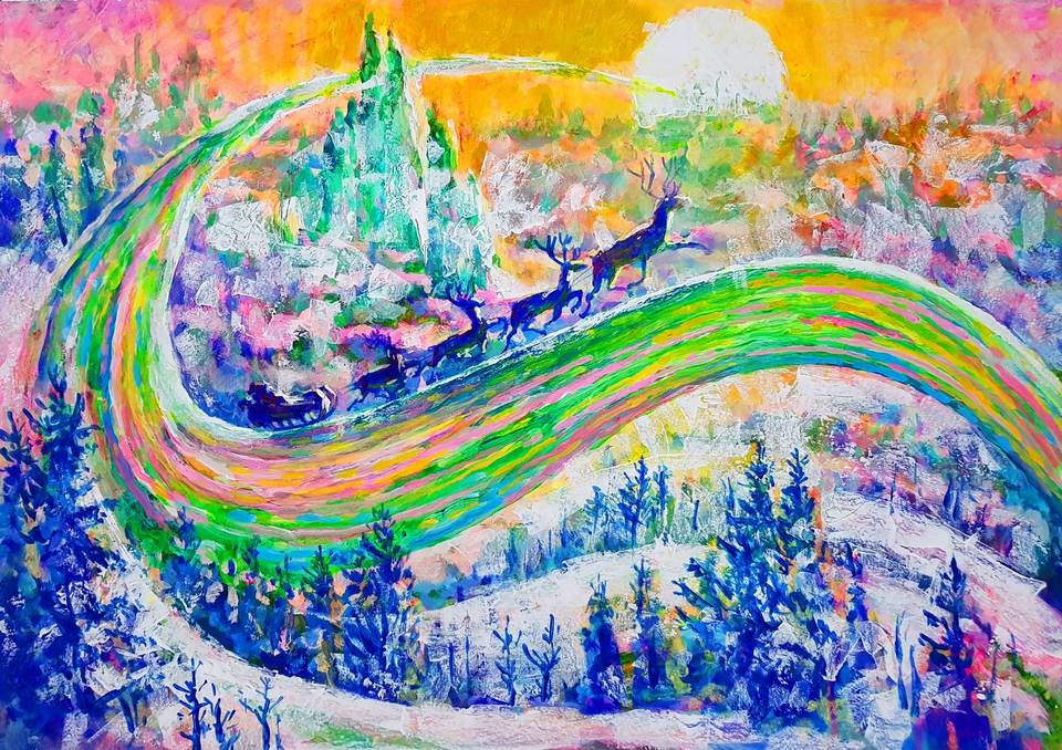 Детский рисунок - Волшебная страна Лапландия