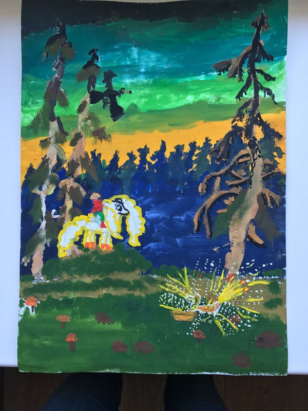Детский рисунок - Конёк-горбунок