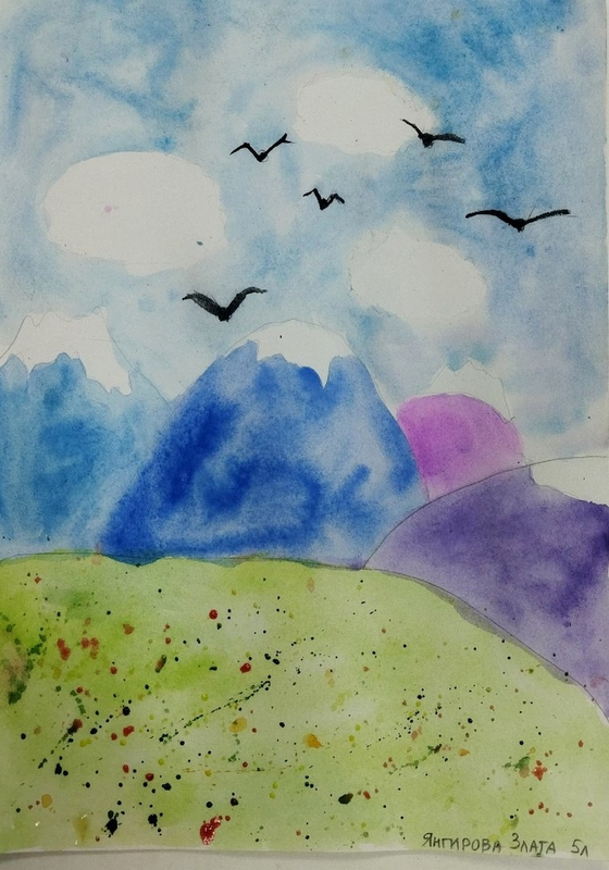 Детский рисунок - Горы