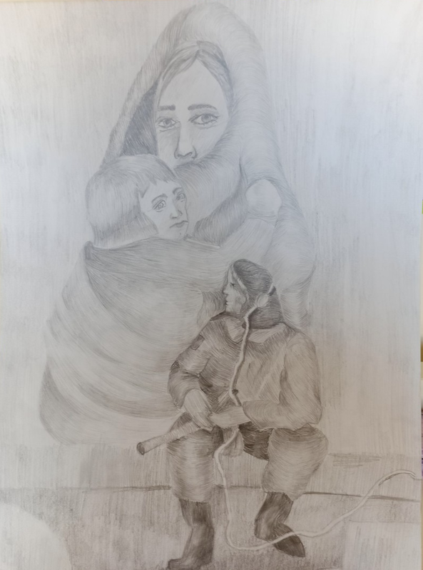 Детский рисунок - Жди меня и я вернусь