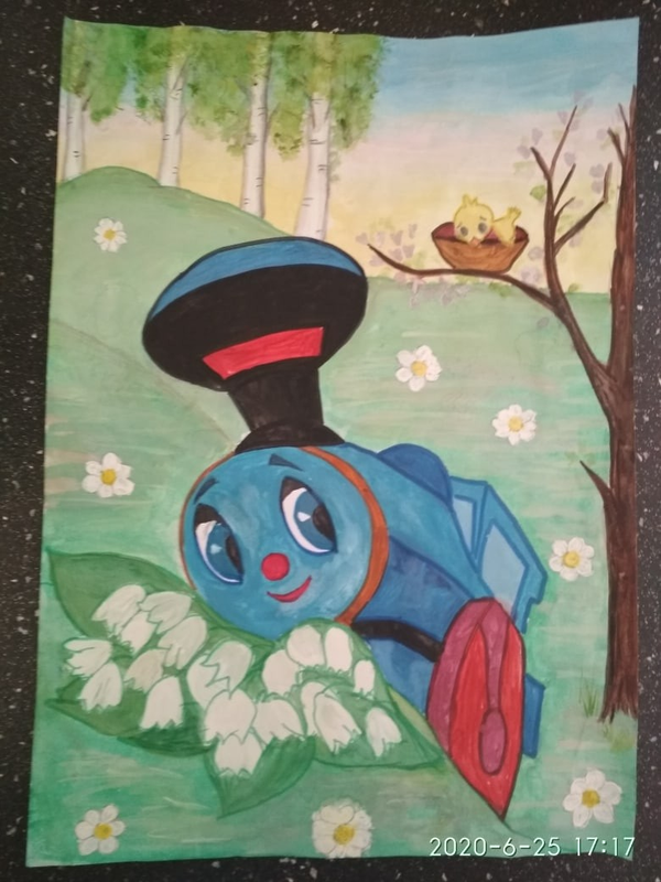 Детский рисунок - Паровозик из Ромашкино