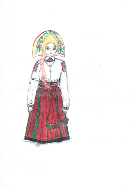 Детский рисунок - Русская красавица