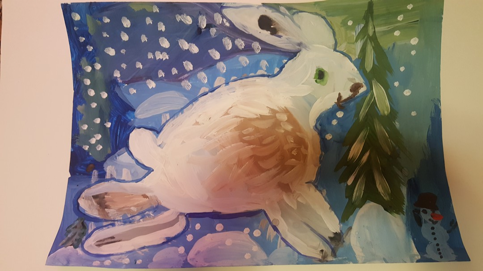 Детский рисунок - Зайчик