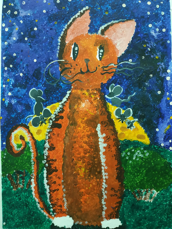 Детский рисунок - Кот который гуляет сам по себе