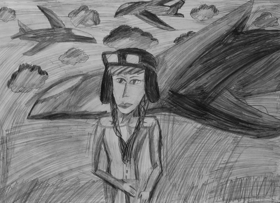 Детский рисунок - Лётчица