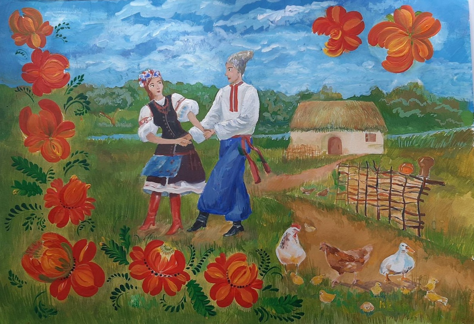 Детский рисунок - Зажигательный танец