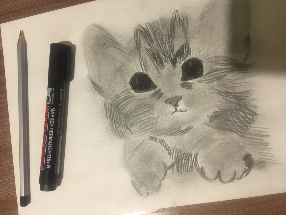 Детский рисунок - Котенок