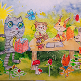 Рисунок "Веселая школа милых зверят"