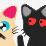 Рисунок "Милый котик и сердитый котик"