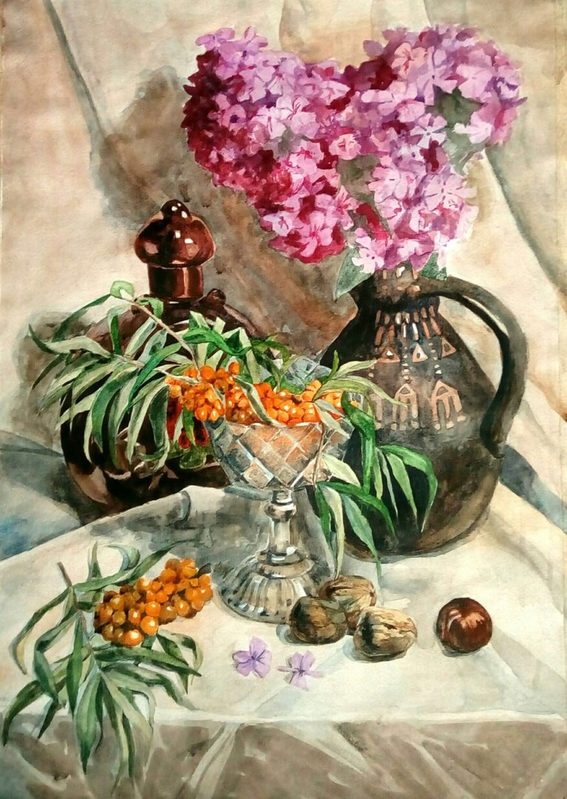 "Осенний натюрморт" (бум., акв.)