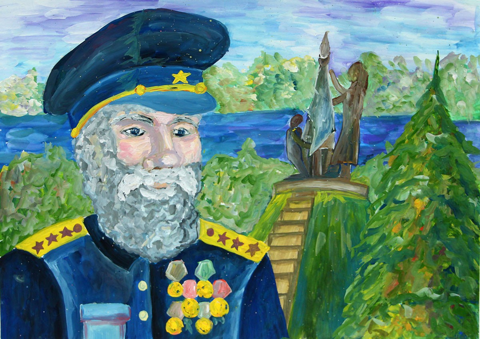 Детский рисунок - Ветеран ВОВ