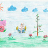 Рисунок "Два домика для Эвелинки" на конкурс "Домик для Эвелинки. 3-й конкурс рисунка по 1-й серии «Летать»"