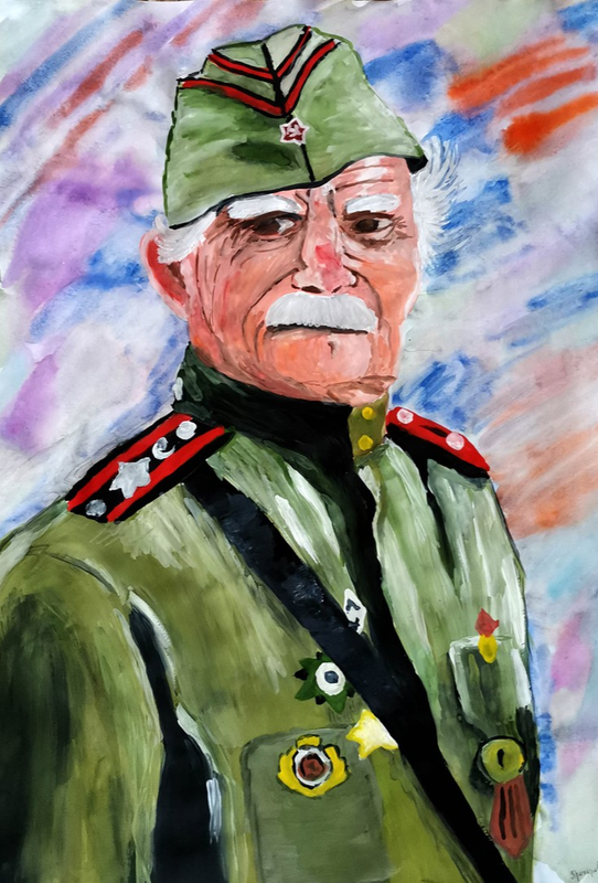 Детский рисунок - Ветеран войны