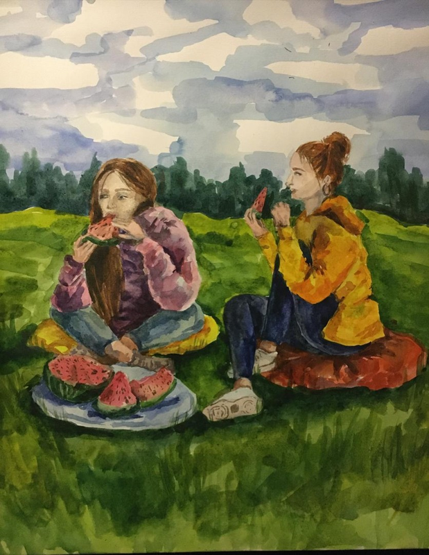 Детский рисунок - Вкусный арбуз