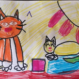 Рисунок "Котики на отдыхе" на конкурс "Конкурс детского рисунка "Любимое животное - 2018""