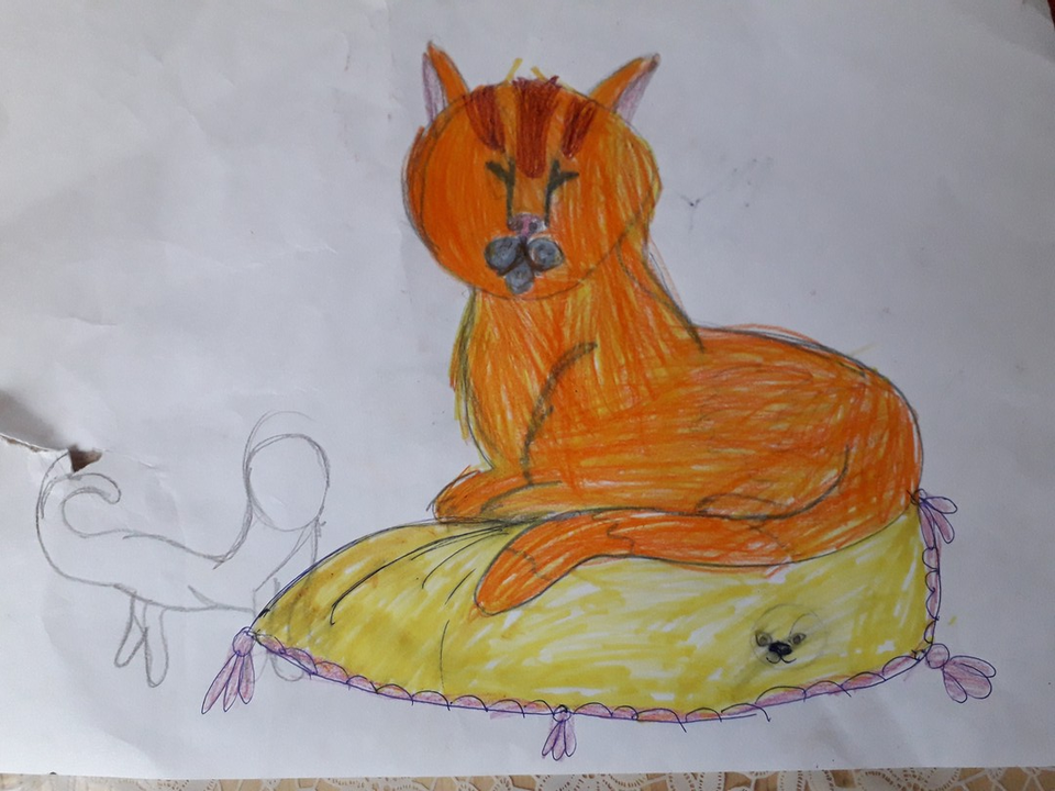 Детский рисунок - Кот