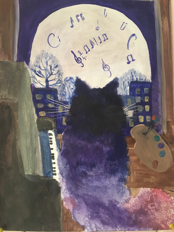 Детский рисунок - Лунный кот