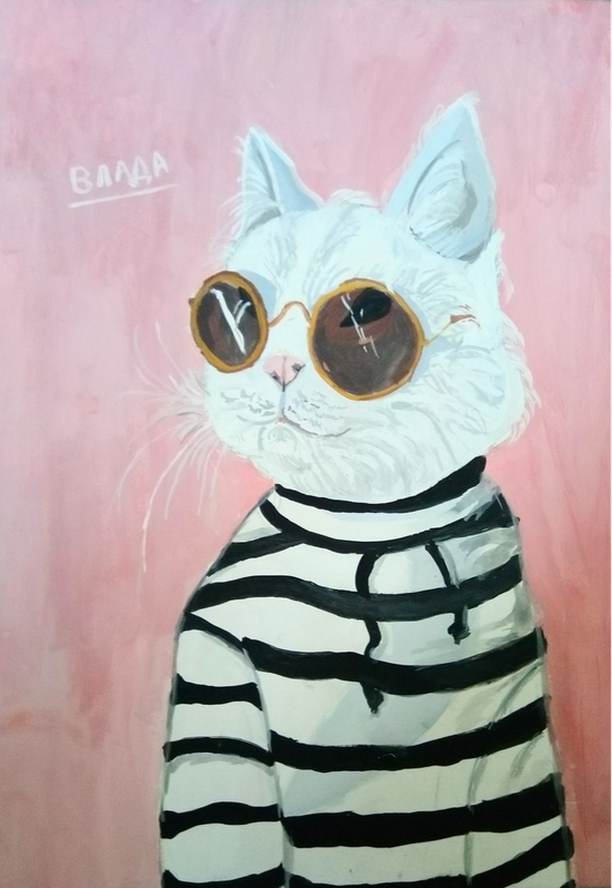 Детский рисунок - Стильный кот