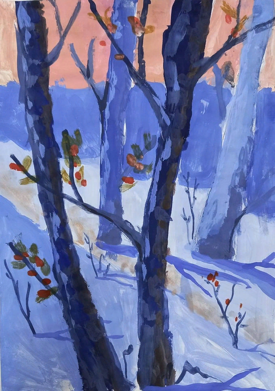 Детский рисунок - Морозное утро