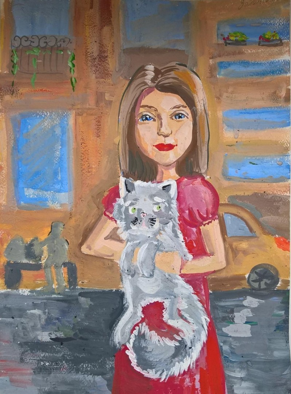 Рисунок - КОТ И ДЕВОЧКА