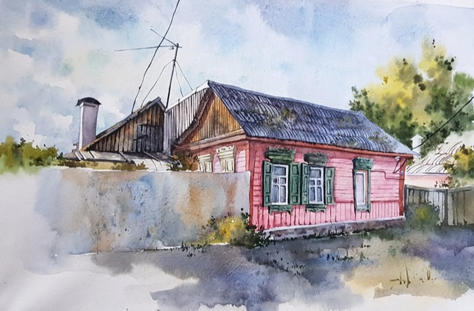 Детский рисунок - Деревня