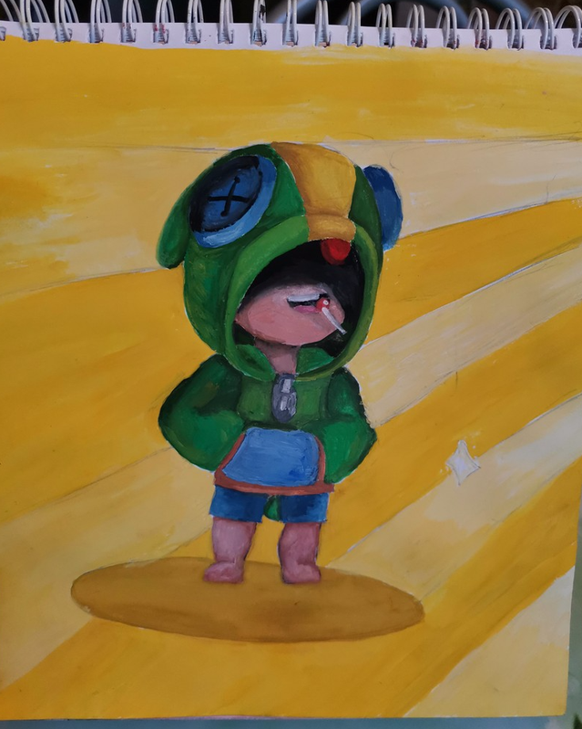 Детский рисунок - Герой Brawl Stars Леон