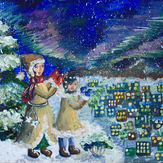 Рисунок "Чудеса зимнего неба" на конкурс "Конкурс “Новогодняя Магия - 2020”"