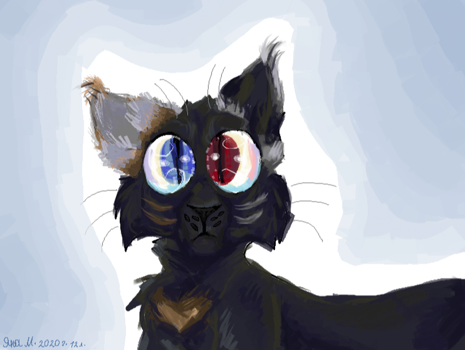 Детский рисунок - коты-воители