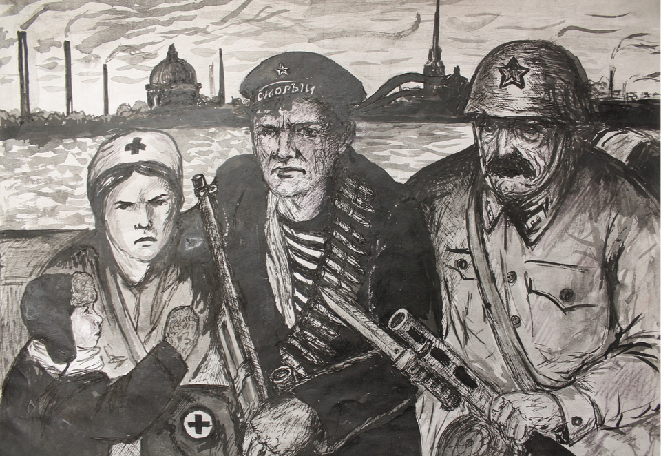 Детский рисунок - На защите Севастополя