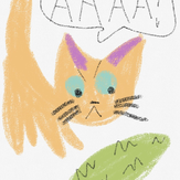 Рисунок "Кот испугался огурца"