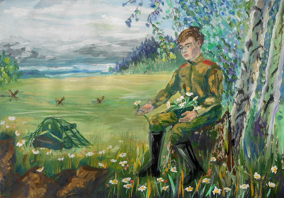 Детский рисунок - Вспоминая о любимых