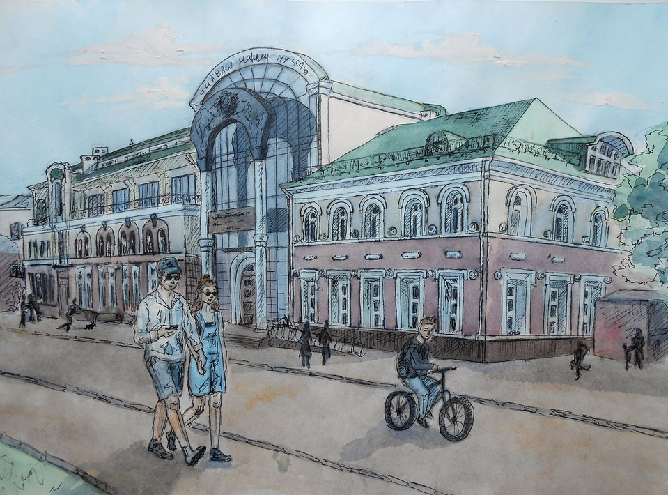 Детский рисунок - Прогулки по любимому городу