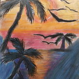 Рисунок "Закат у моря" на конкурс "Конкурс детского рисунка “Чудесное Лето - 2019”"