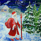Рисунок "Новогодняя ночь" на конкурс "Конкурс детского рисунка “Новогодняя Открытка-2019”"