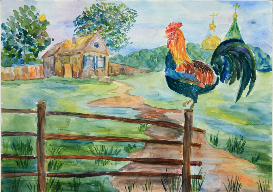 Детский рисунок - Петушок