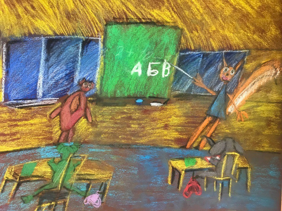 Детский рисунок - Учатся писать