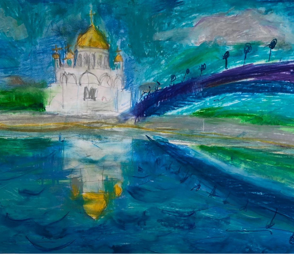 Детский рисунок - Вода осенью