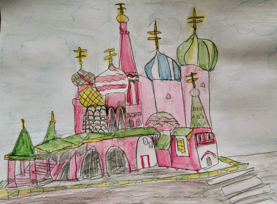 Детский рисунок - Собор Василия Блаженного