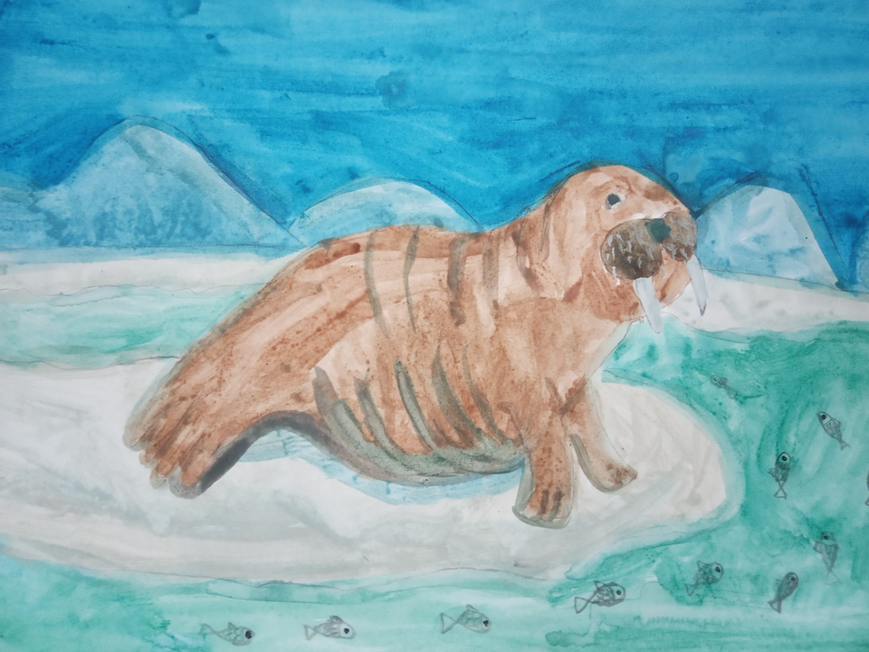 Детский рисунок - Морж