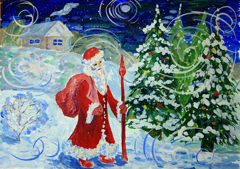 Детский рисунок - Новогодняя ночь