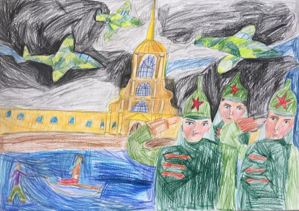 Детский рисунок - Солдаты