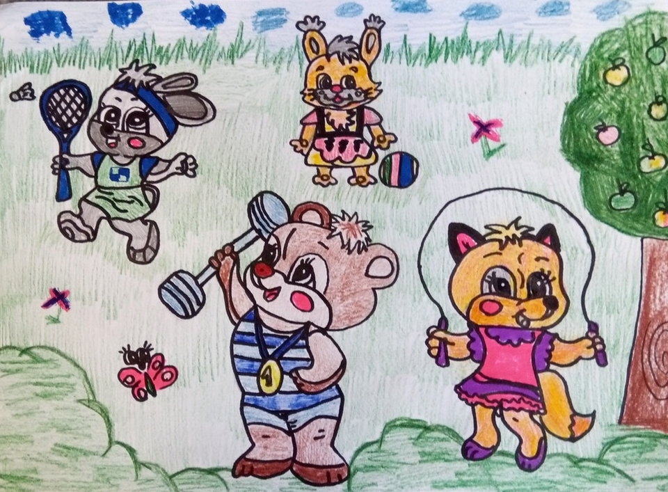 Детский рисунок - Лесная школа
